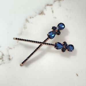 Rose Gold/Navy Barette Set